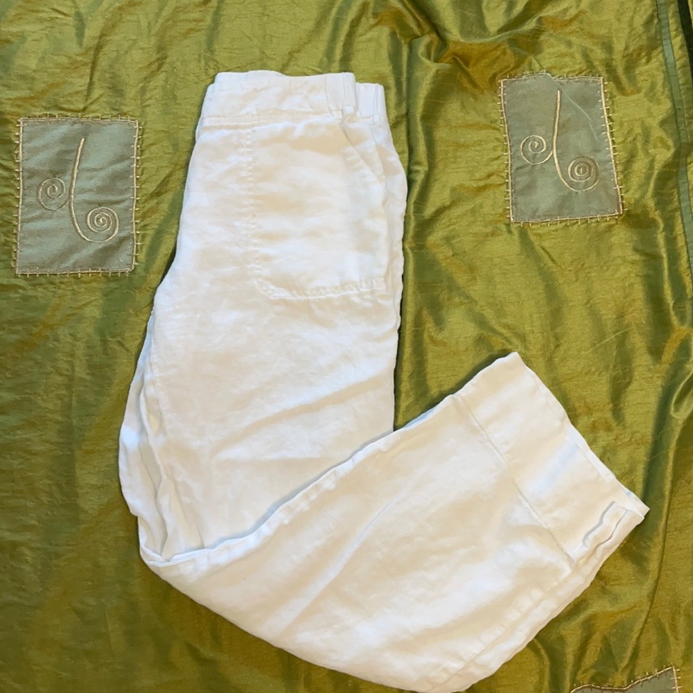 J Jill White Linen Pants Size 8